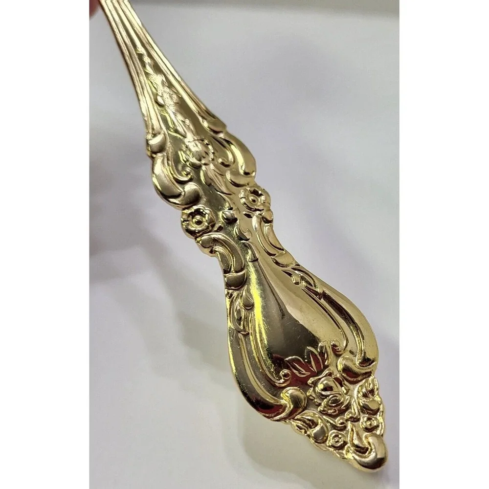 Royal Sealy Gold Plated Stainless Steel Flatware 3 Pc Hostess Set Japan Vintage